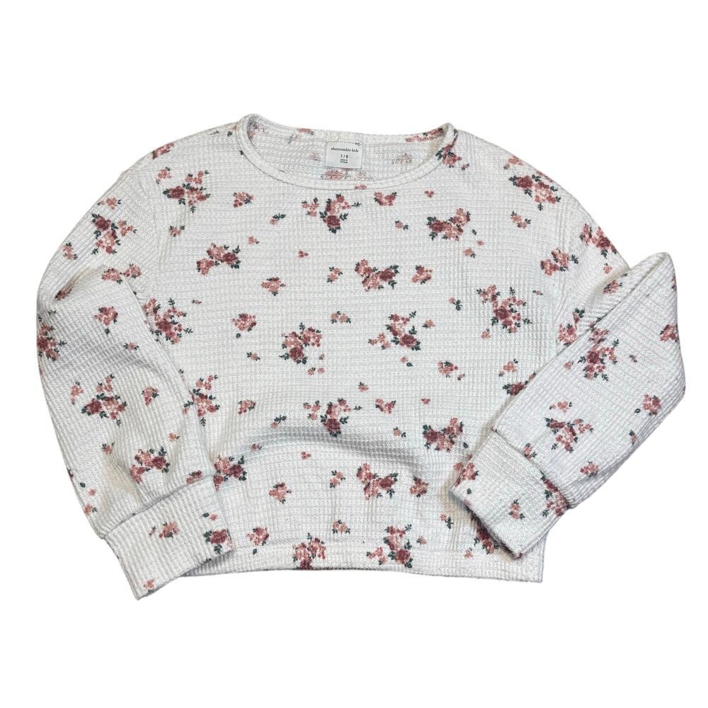 abercrombie kids waffle knit floral crop top size 7/8